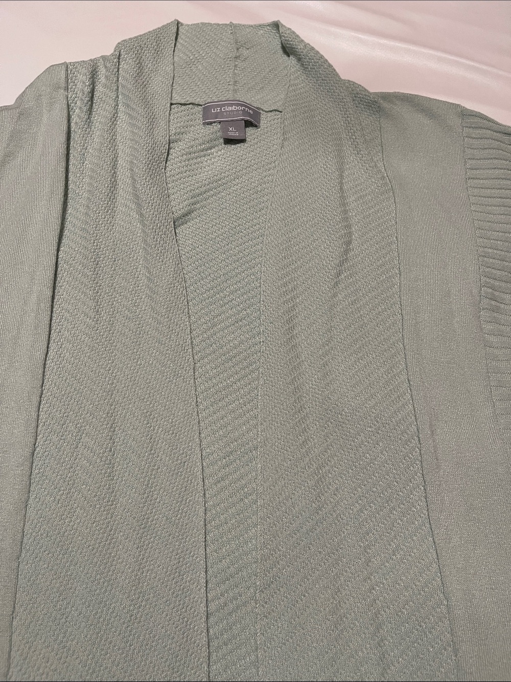 Liz Claiborne Studio Women’s Mint Green Open-Front Cardigan